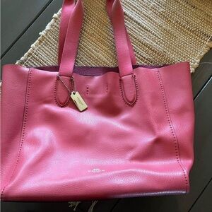 Pink coach bag leather tote